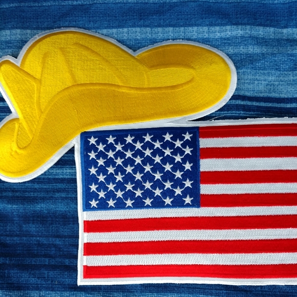 🆕🇺🇲Large AMERICAN FLAG FIREMAN HELMET BIKER IRON /SEW ON PATCH 13 1/2" X 10" - Picture 3 of 5